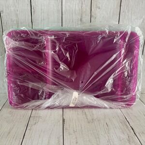 NEW Tupperware Plastic Divided Dining Tray Set 4 Pack 4 Compartment Purple Teal
